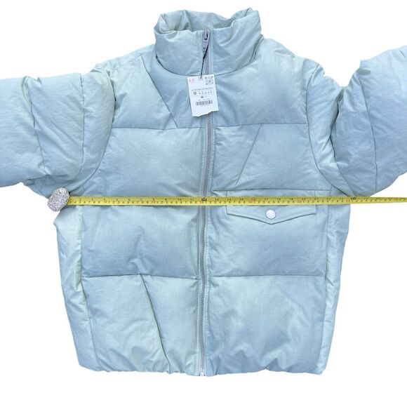 Zara Puffer Jacket Men's Green Mock Neck Long Sleeve Pocket Detail Zip-Up Medium - Picture 13 of 17